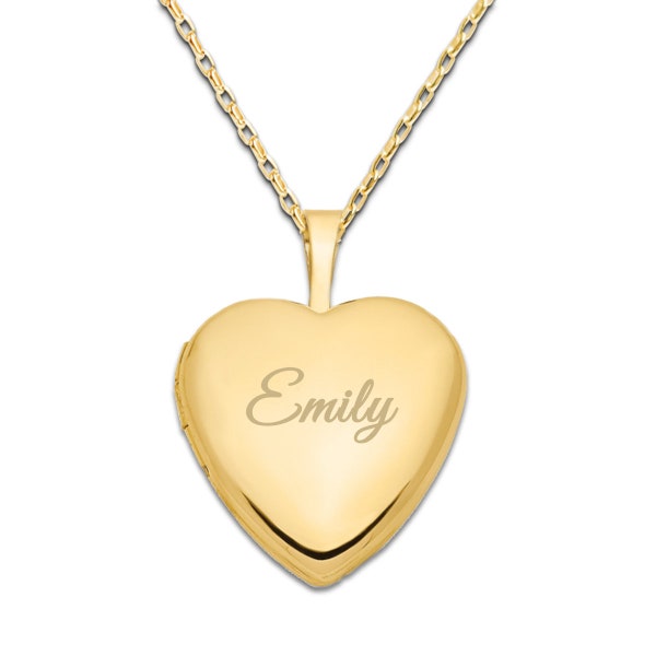 Personalized 14K Gold-Plated Heart Locket Charm Necklace for Little Girls, Kids, Teens or Women, Locket that Opens, Granddaughter Gift