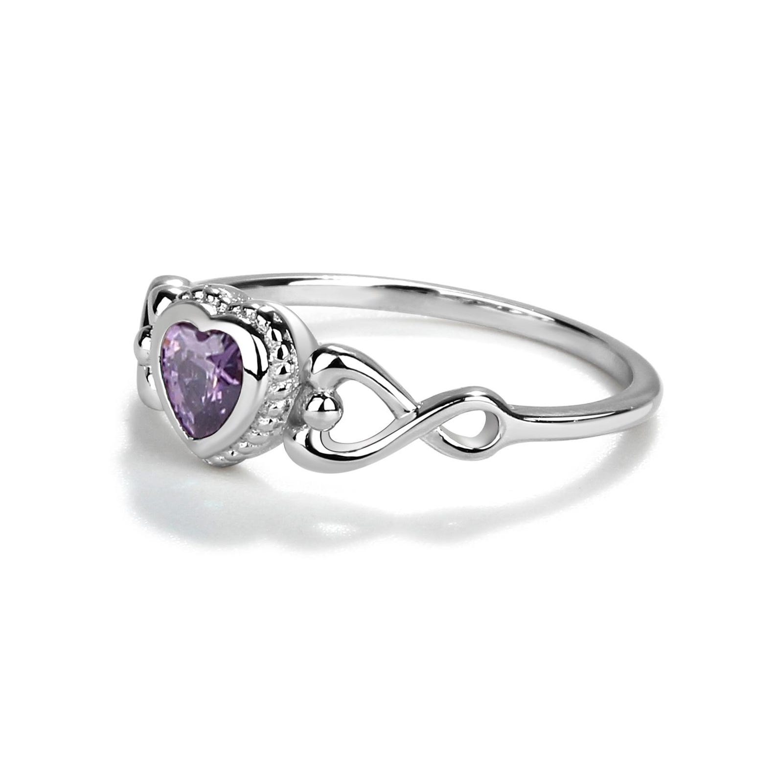 Silver Baby Rings, Little Girls Birthstone Ring, CZ Toddlers Rings ...