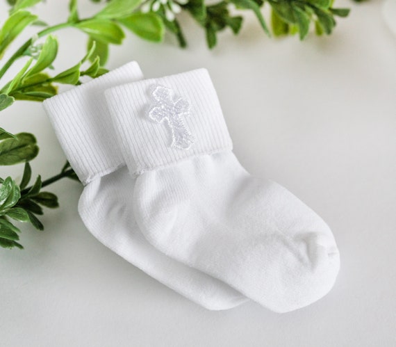 Calcetines de vestir blancos para bebés o niños con adorno de cruz bordada  para bautismo, bautizo, dedicatoria o bendición infantil 0-6 meses -   México