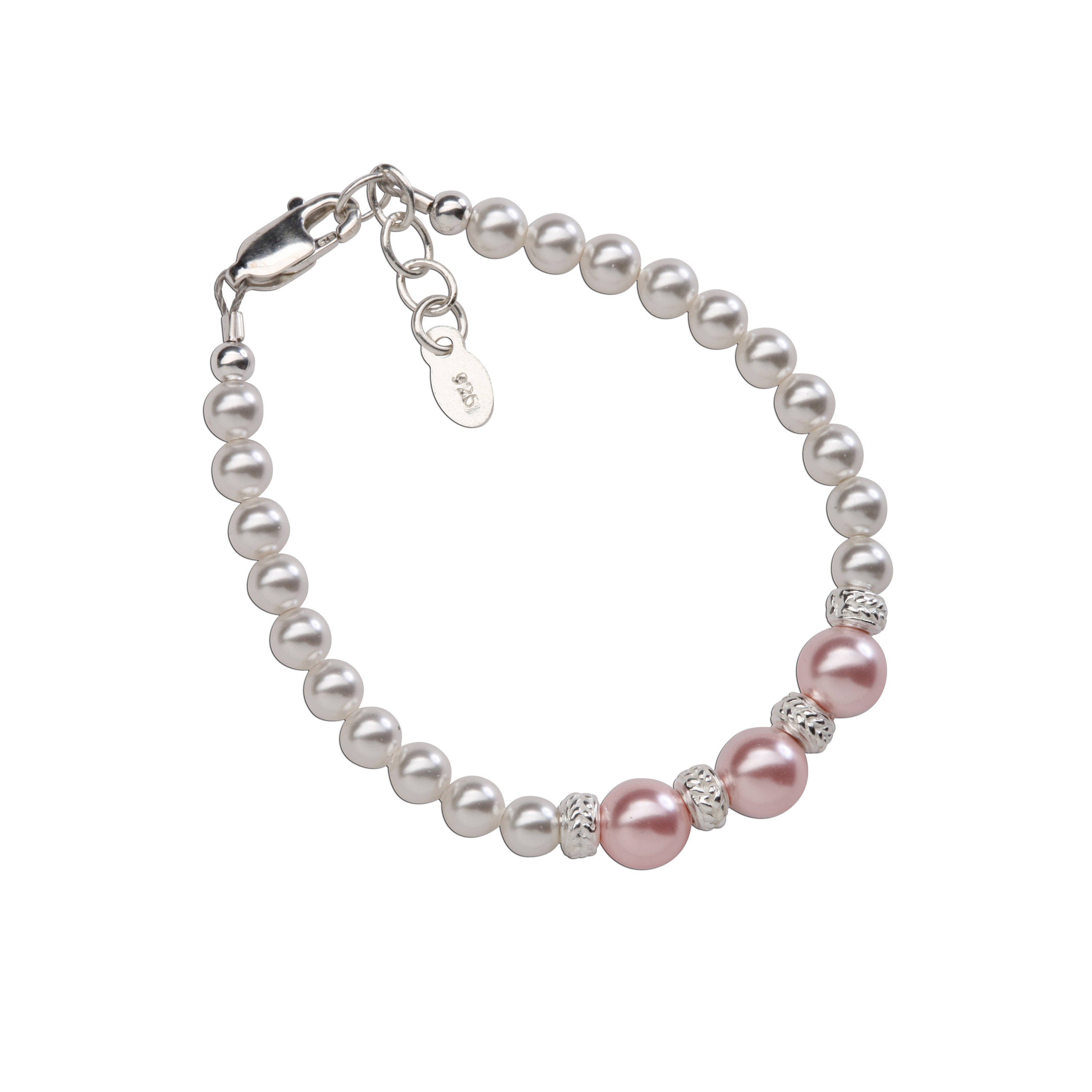 Baby/toddler silver plated or sterling silver filled white pearl bracelet 