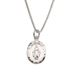 Sterling Silver Miraculous Medal Necklace, with Optional Initial Coin.  Children & Teen Catholic Jewelry, First Communion Gift