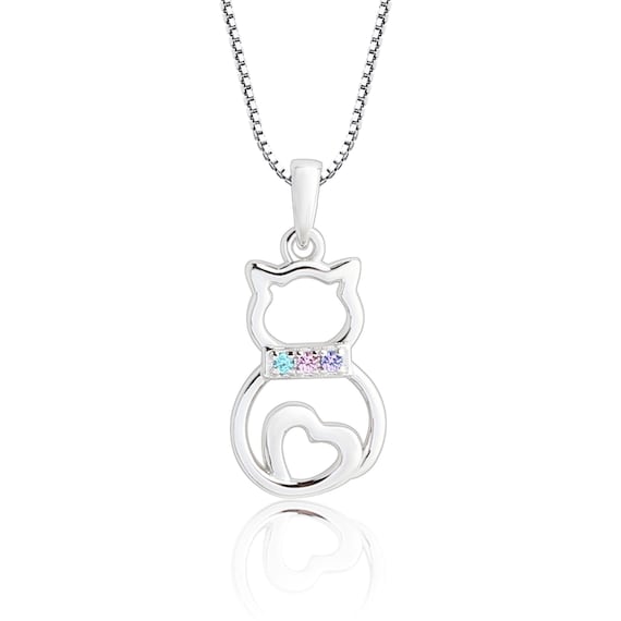 Cheerslife Collana Gatto Donna Collana con Ciondolo a Forma Di Gatto con Pietra Zircone Zirconia Cubica Collana Donna Bambina Ragazza Regalo Compleanno Per Sorella Ragazza Regalo Per Natale Laurea FR
