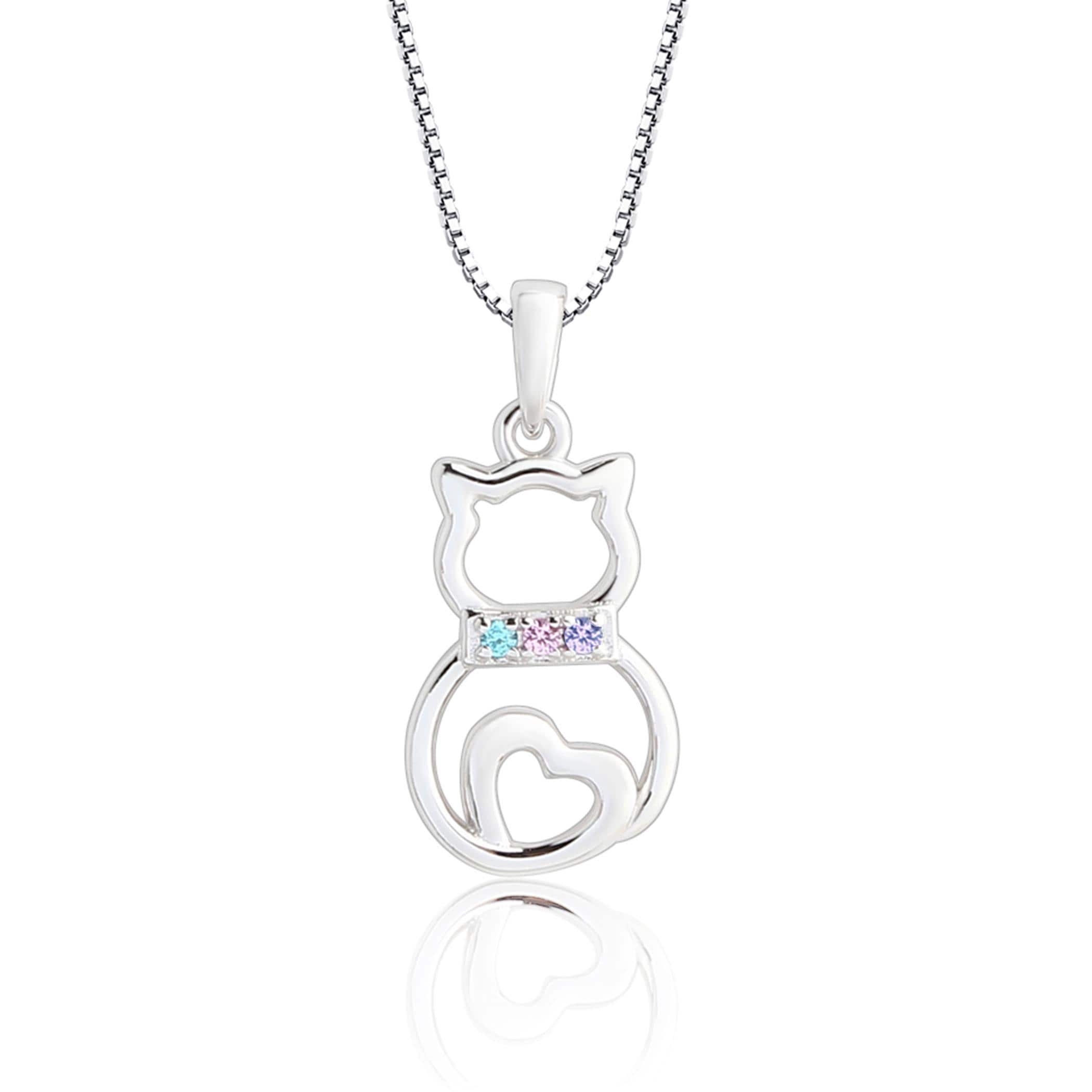 Collana in argento sterling a forma di gatto per bambine, gioielli per bambini a forma di gattino rosa, regalo di compleanno per amanti dei gatti, ciondolo a forma di gatto per adolescenti