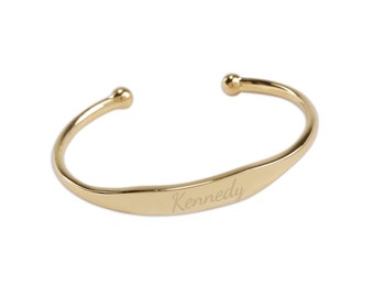 Personalisiertes 14K Vergoldetes Manschettenarmband, Baby, Kinder, kleine Mädchen, KOSTENLOS kundenspezifische Gravur, Kinderschmuck, Taufe Geschenk