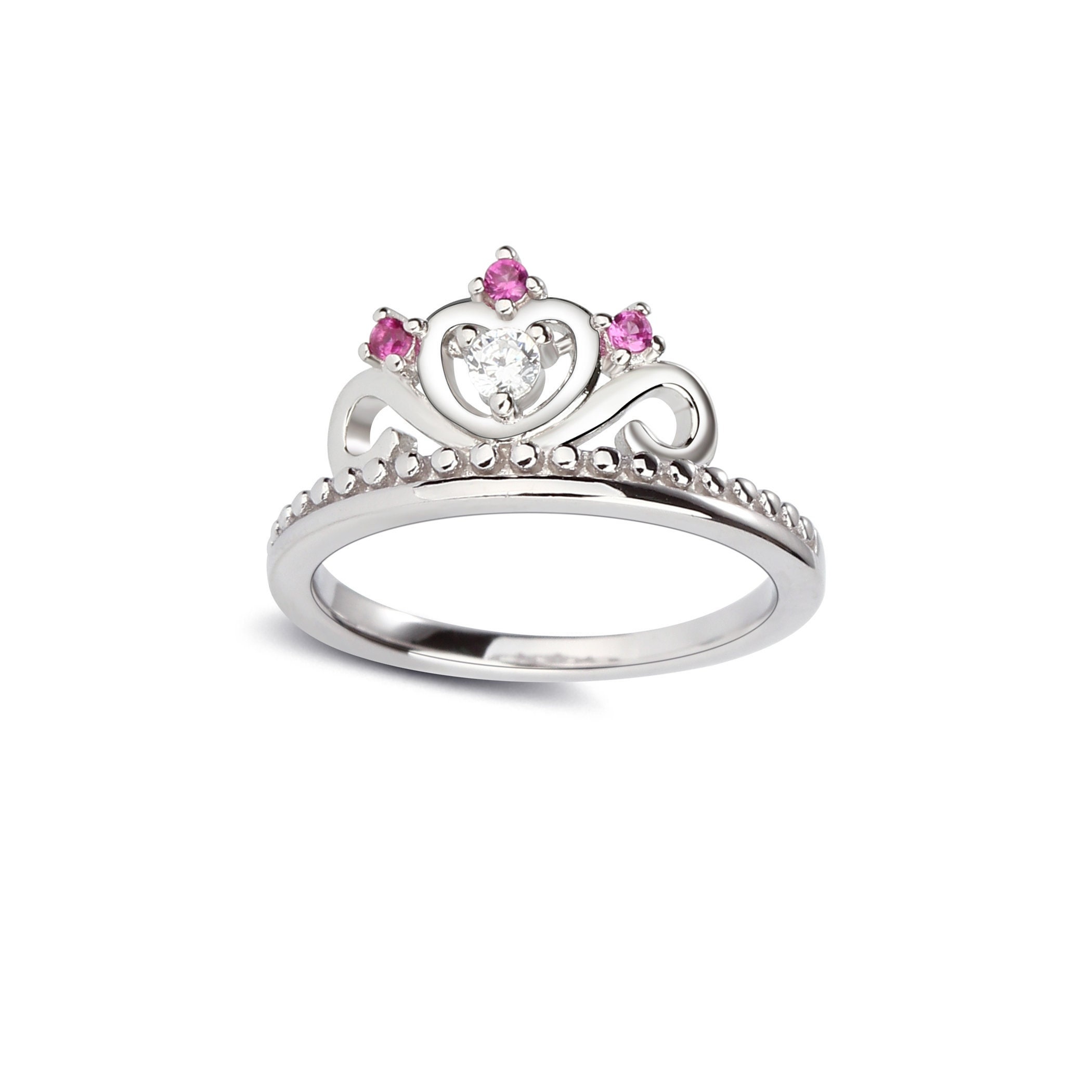 Sterling Silver Princess Tiara Baby Ring for Little Girls 