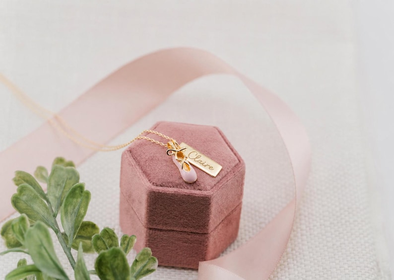 Girls 14K Gold-Plated Ballet Slipper or Ballerina Shoe Necklace - Optional Engraving - Dance Recital Gift, Kids Ballet Jewelry, Nutcracker image 5