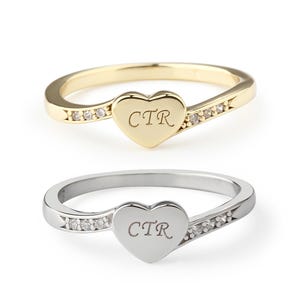 Girls CTR Heart Ring Sterling Silver and Gold Plated – LDS Kids Jewelry, Toddler Girls, Mormon Baptism Gift, Teen Womens and Pinky Ring