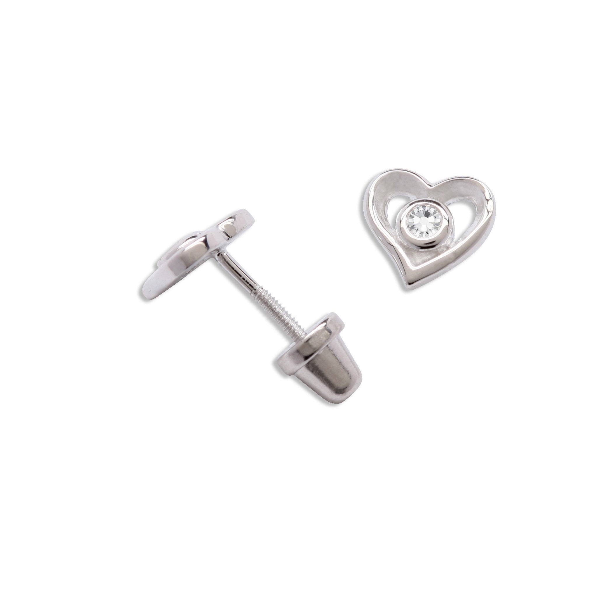 Children's 14K Gold-plated Heart Earrings With Tiny Czs and Screw Backs for  Little Girls, Kids, Toddler, Hypoallergenic Baby Earrings 