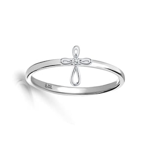 Sterling Silver Infinity Cross Baby Ring for First Communion Gift Girls, Babies, Kids, Toddlers Religious Baptism or Christening Jewelry