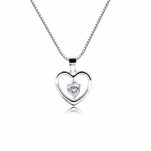 Ag Sterling - April Sterling Silver & CZ Birthstone Hearts Charm main image 1