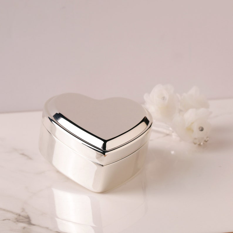 Personalized Silver Heart Jewelry Box, FREE Engraving, Gift for Bridesmaids, Anniversary, Best Friend, Retirement, Graduation, Teacher Gift image 9