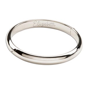 Personalized Sterling Silver Bangle Bracelet Custom Engraved Bracelet for Infant, Baby, Toddlers, Girls,  Teens. Adults, Women, Jewelry Gift