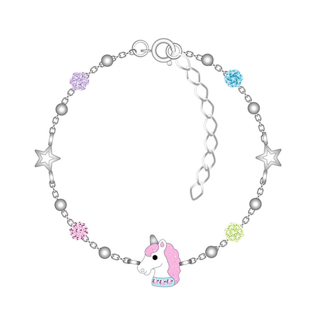 Children's Sterling Silver Colourful Unicorn Bracelet – Melchior