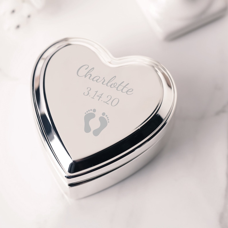 Personalized Silver Heart Jewelry Box, FREE Engraving, Gift for Bridesmaids, Anniversary, Best Friend, Retirement, Graduation, Teacher Gift image 3