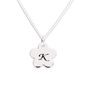 Collar con inicial de margarita personalizado en plata de ley, joyería con inicial para niños, bebés o niños pequeños. Cree su propio collar personalizado