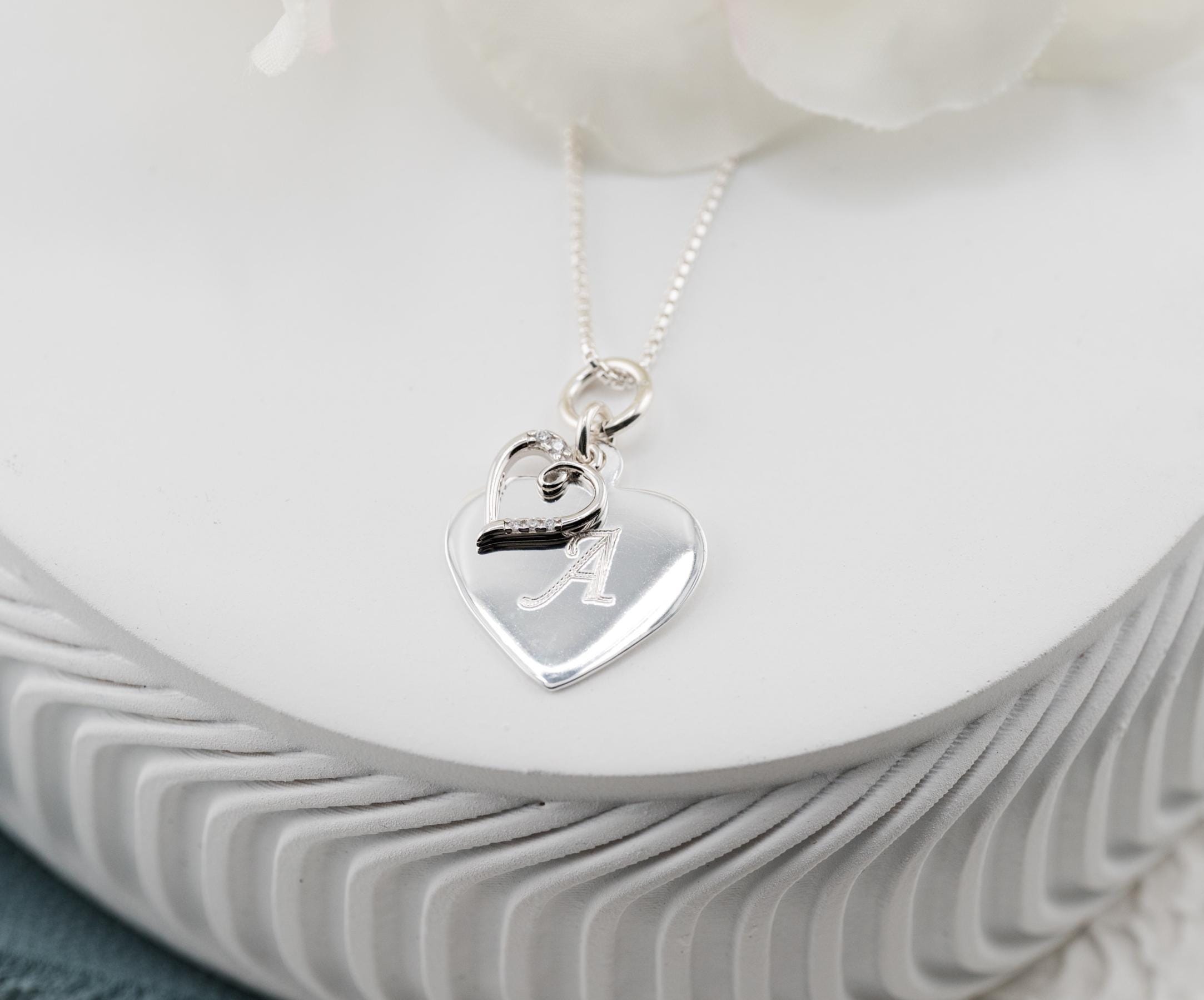 Personalized Sterling Silver Heart Charm Necklace for Girls Customized FREE Engraving Pendant Girlfriend Granddaughter Graduation Gift Etsy