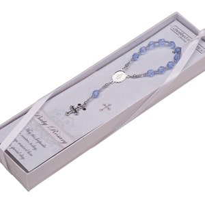 Sterling Silver Infant Baby Rosary in Blue for Baby Baptism Christening Gift, First Rosary With ...