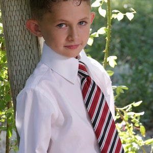 LDS Baptism Red and Black Stripe Tie with CTR Tie Pin in Gift Box for Boys Baptism Gift, Mormon Baptism Gift for Boys, Youth Red Stripe Tie image 4