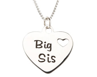 Children's Sterling Silver Big Sis Charm Necklace,  Big Sister Gift, Little Girls Sisters Jewelry, Matching Sister Necklaces, Kids Jewelry