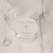 Personalized Silver Round Jewelry Box with Cross, FREE Engraved Custom Gift for Baby Baptism Gift, First Communion Gift, Infant Christening 