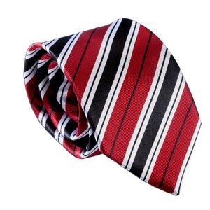 LDS Baptism Red and Black Stripe Tie with CTR Tie Pin in Gift Box for Boys Baptism Gift, Mormon Baptism Gift for Boys, Youth Red Stripe Tie image 2