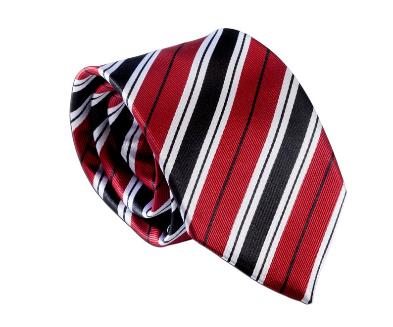 LDS Baptism Red and Black Stripe Tie with CTR Tie Pin in Gift Box for Boys Baptism Gift, Mormon Baptism Gift for Boys, Youth Red Stripe Tie image 2