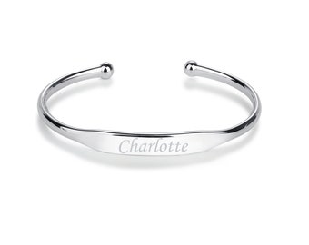 Personalized Sterling Silver Cuff Bracelet, Baby, Kids, Little Girls, FREE Custom Engraving, Childs Engraved Jewelry, Infant Baptism Gift