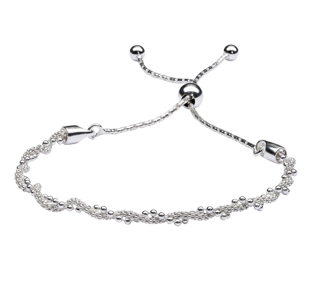 Sterling Silver Bolo Bracelet With Adjustable Slide Closure 925