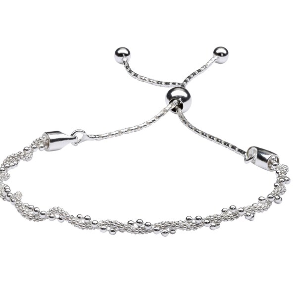 Sterling zilveren Bolo armband voor dames en meisjes met elegant twistontwerp, verstelbare schuifsluiting, bruidsmeisje cadeau, BFF cadeau, 6- 9"