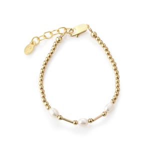 Little Girls 14K Gold-Plated Freshwater Pearl Bracelet for Infant, Baby Jewelry, Toddler, Flower Girl Gift, New Baby Gift, Birthday Gift