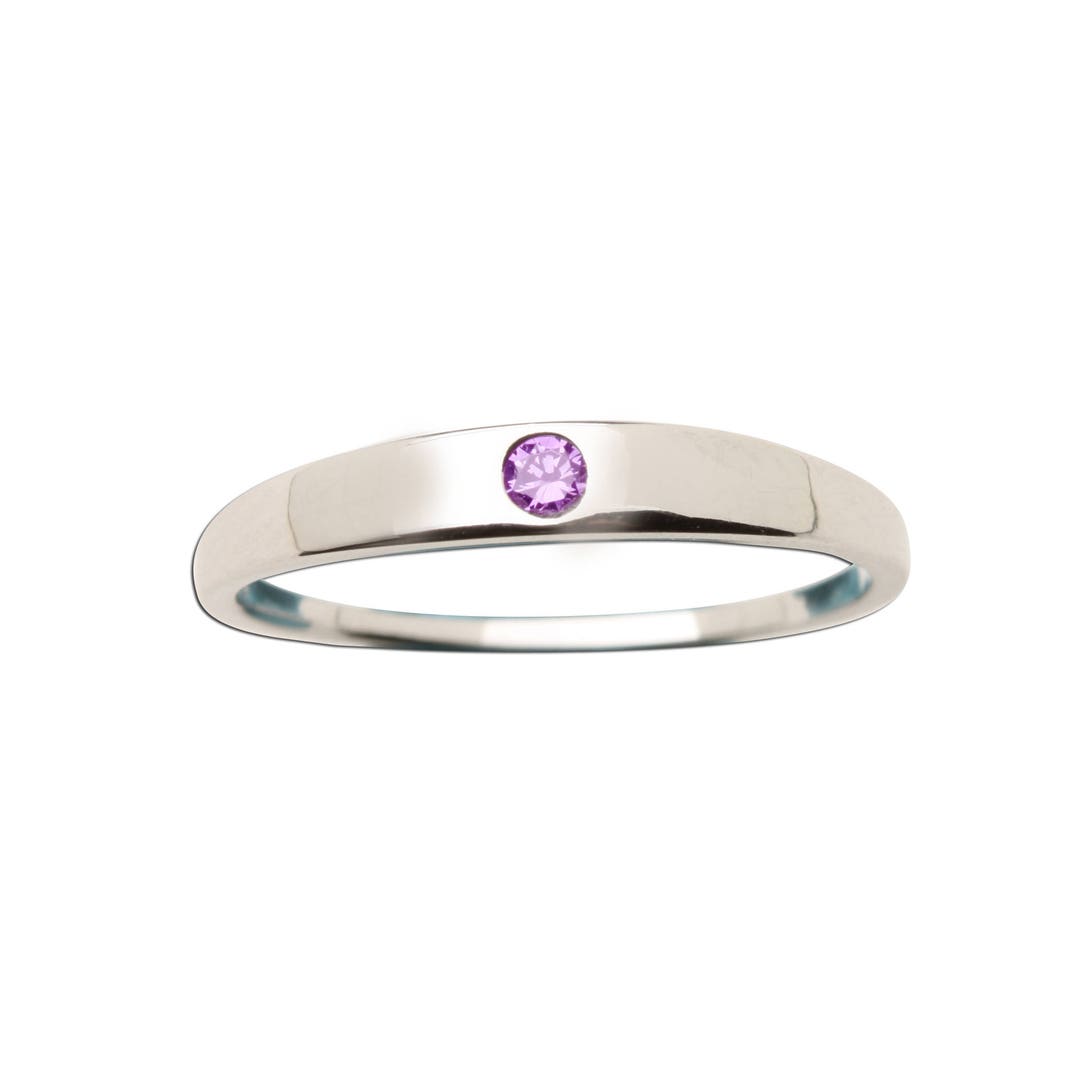 Children's Sterling Silver Baby Ring, Pinky Ring With Genuine Amethyst ...