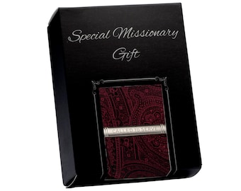 LDS Missionary Gift with Navy Blue or Burgundy Paisley Tie with Called to Serve Tie Bar Gift Set for Mormon Missionary