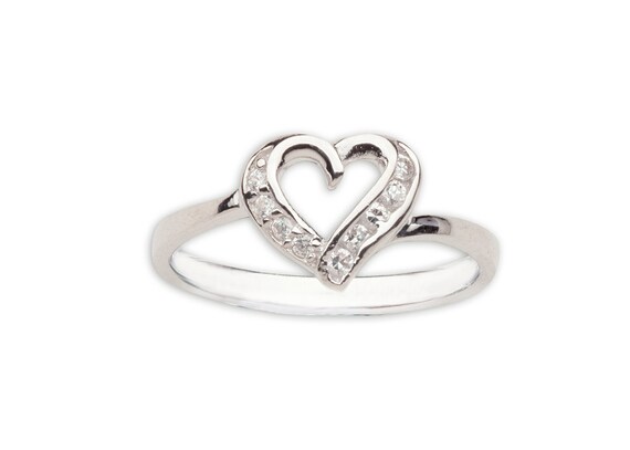 Sterling Silver Heart Ring With Czs for Teens Girls or Women