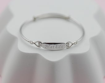 Buy Personalized Sterling Silver Adjustable Oval Bangle Bracelet