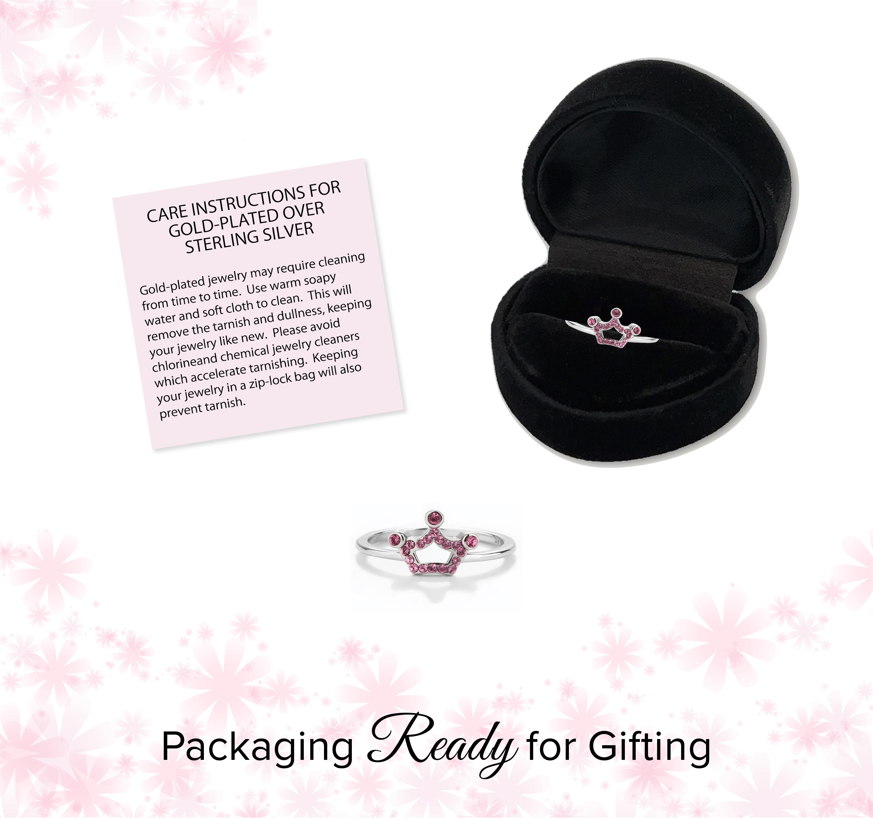 Little Girls Sterling Silver Pink Princess Tiara Ring, Little Princess ...