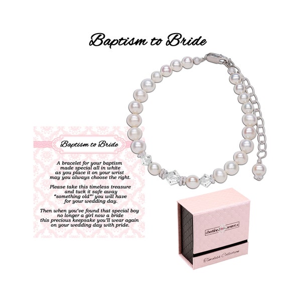 LDS Personalized Baptism to Bride Keepsake Bracelet for Girl in Sterling Silver for Baptism Gift (6-12 years)