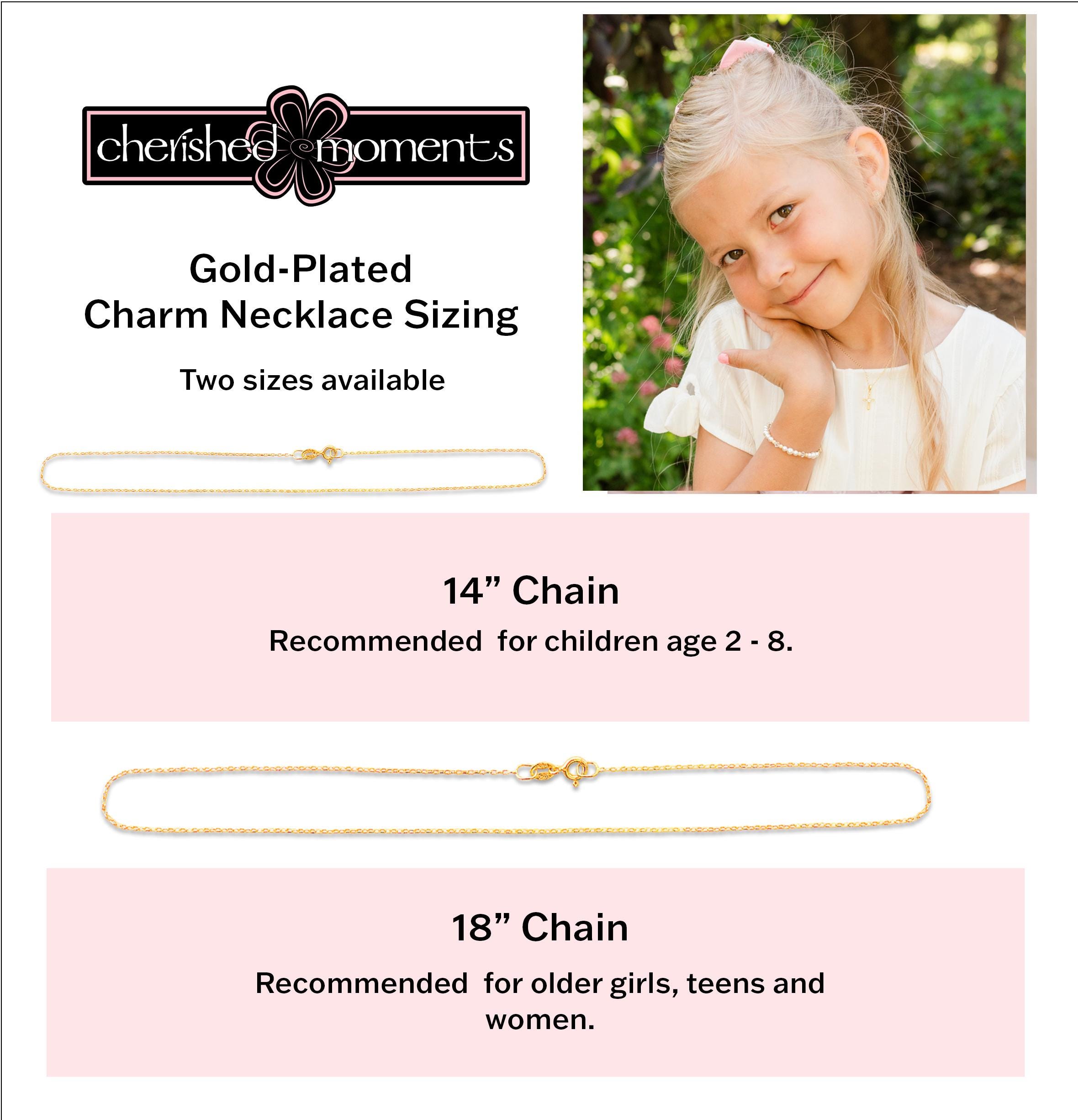 Cherished Moments Personalized Heart Charm Necklace - 14K Gold Plated Or Sterling Silver, Engraved Gift For Baptism, First Communion, Confirmation