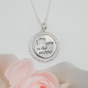 Sterlingzilver Ik hou van jou tot de maan en terug bedelketting, cadeau voor kleine meisjes, tieners, vriendin, vrouw of kleindochter
