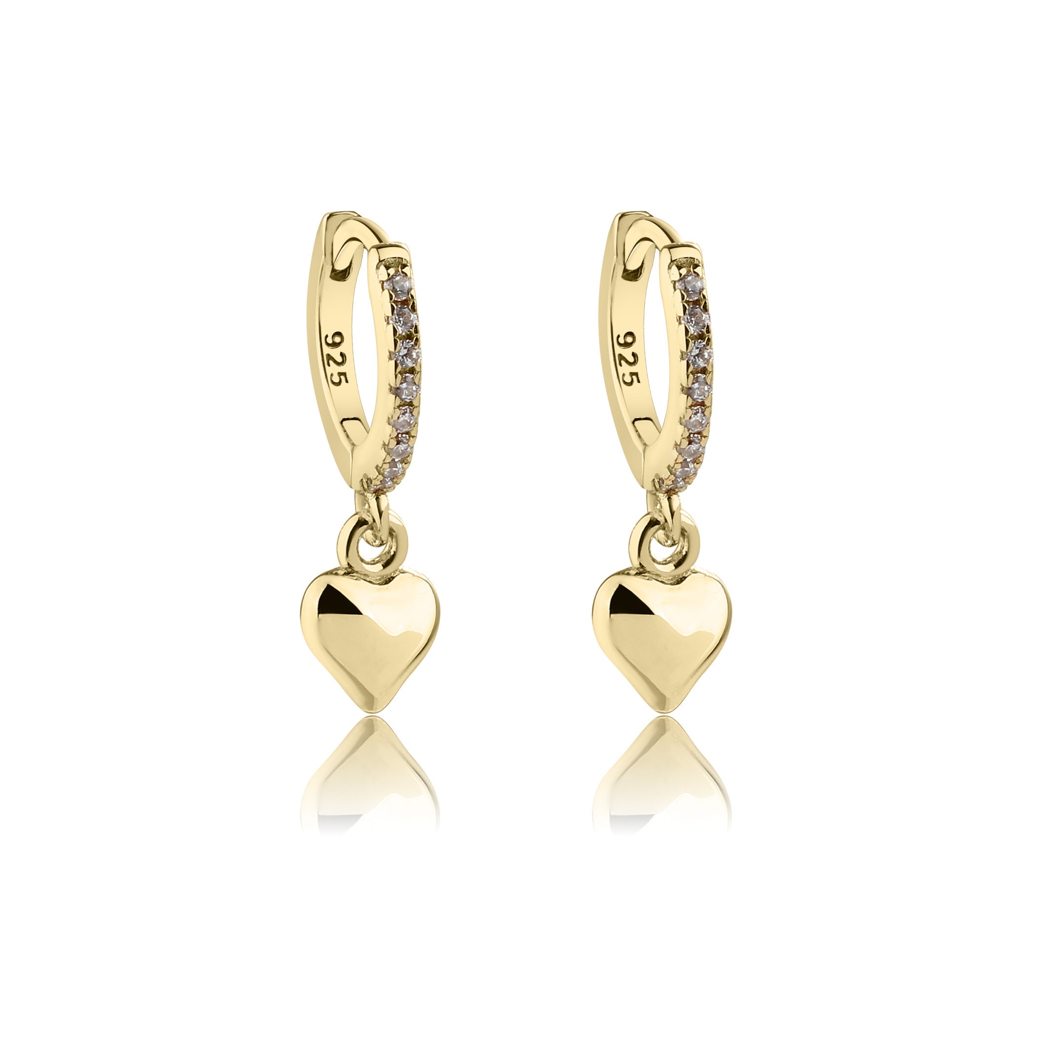 Orecchini A Cerchio Huggie In Oro 14K – Placcati Oro, Ipoallergenici Con Zirconi – 8 Mm