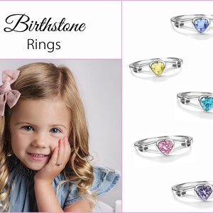 Sterling Silver Birthstone Baby Ring With CZ Heart Ring for Toddlers Kids Little Girls Teens or Women s Pinky Ring Granddaughter Gift Etsy Australia