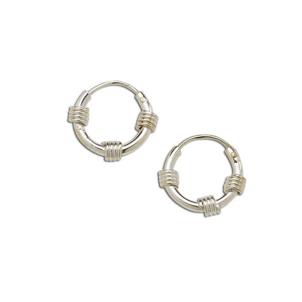 Sterling Silver Wire Wrapped Hoop Earrings for Girls, Womens Hoop Earrings, Endless Hoop Earrings 10mm, Hypoallergenic, Nickel Free Hoops
