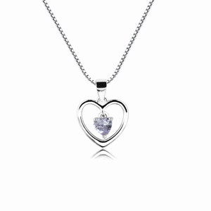 Sterling Silver "Dancing Heart" Birthstone Necklace with June CZ Heart Charm, Little Girls Birthstone Jewelry, Kids, Teen, Toddler Gift