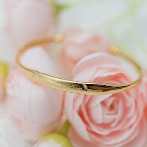 Personalized 14K Gold Plated Cuff Bracelet, Baby, Kids, Little Girls, FREE Custom Engraving, Childs Engraved Jewelry, Infant Baptism Gift