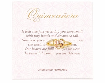 Quinceañera Heart Ring 14K Gold and Rose Gold for 15 Year Old Girl,  Sweet 15th Birthday Gift, Quince Jewelry,