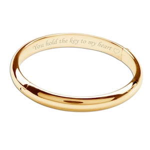Personalized 14K Gold-Plated Bangle for Girls, Adults, Women, Customized Engraved Name Jewelry Gift, Girlfriend, Wife, Daughter, Mother
