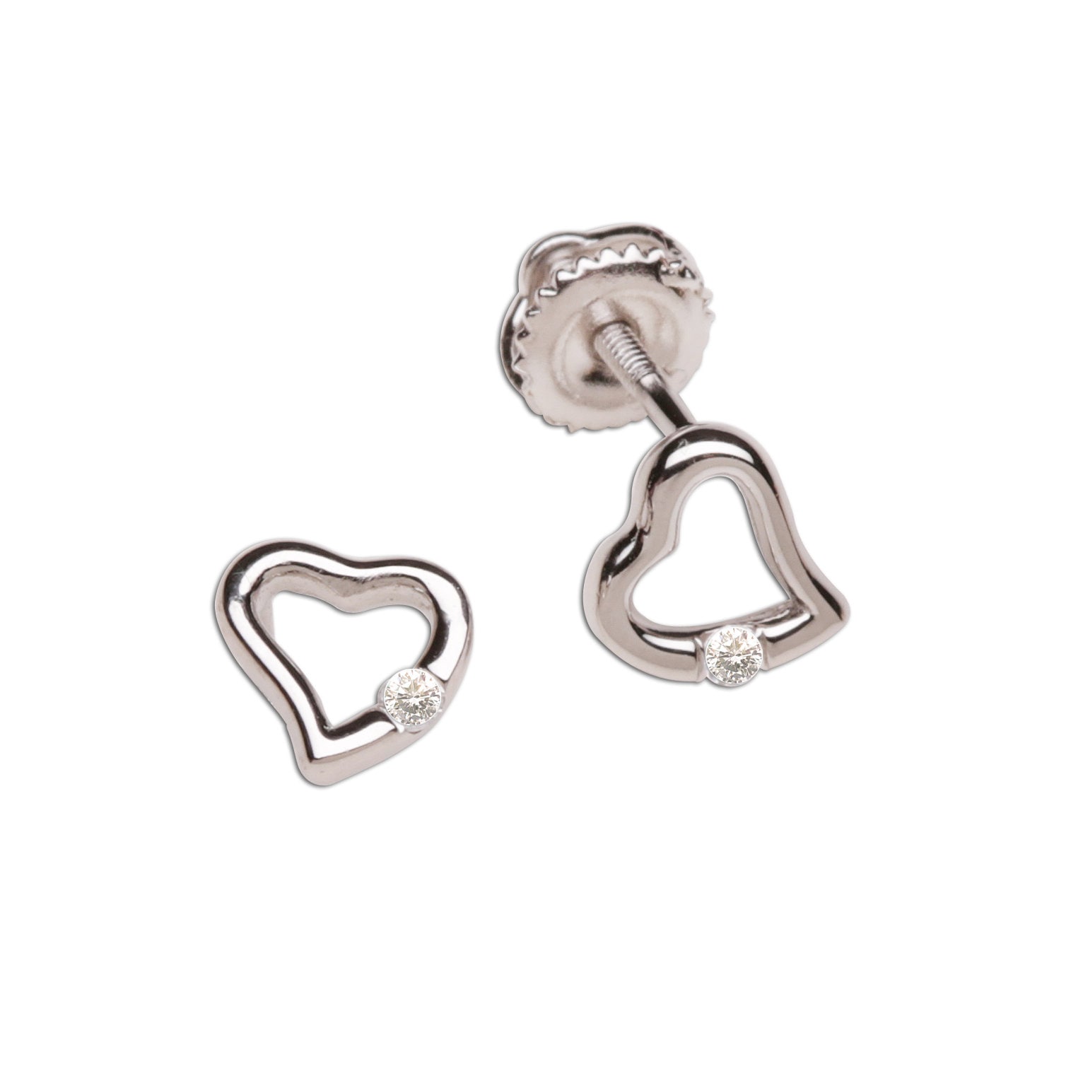 ◇Monday Edition◇ Baby Heart Silver Earrings Little Girls Sterling Silver White Sapphire Heart Earrings