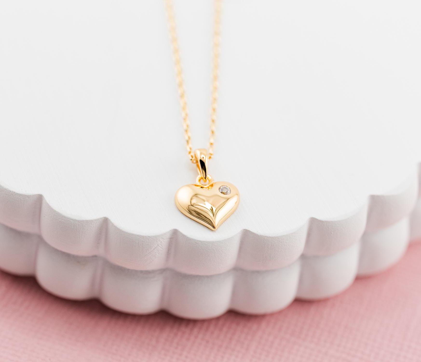 Collar Con Colgante En Forma De Corazón Para Niños, Chapado En Oro Para 2 Niñas