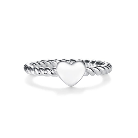 Stackable July Ring Rhodium on Sterling Silver Rope Band Stackable July Ring Rhodium on Sterling Silver Rope Band