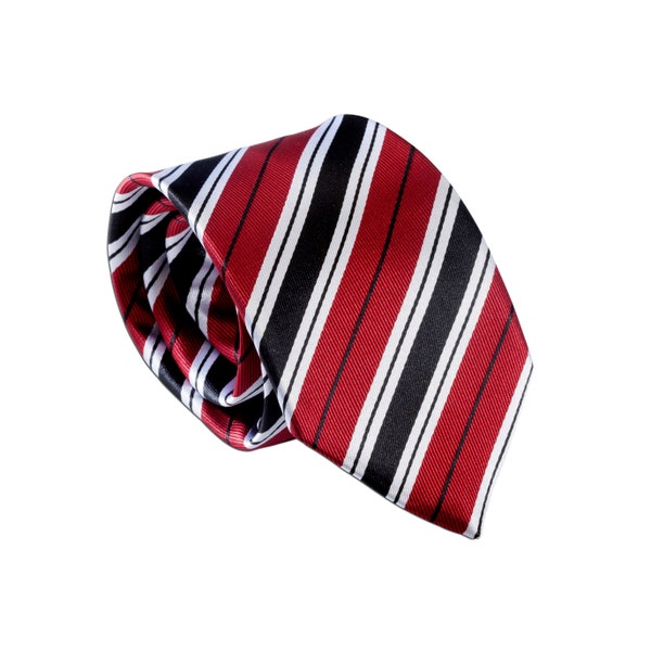 Boys Red and Black Stripe Tie for Youth, Kids Necktie, First Communion Tie, Church Tie for Children, 45 inch