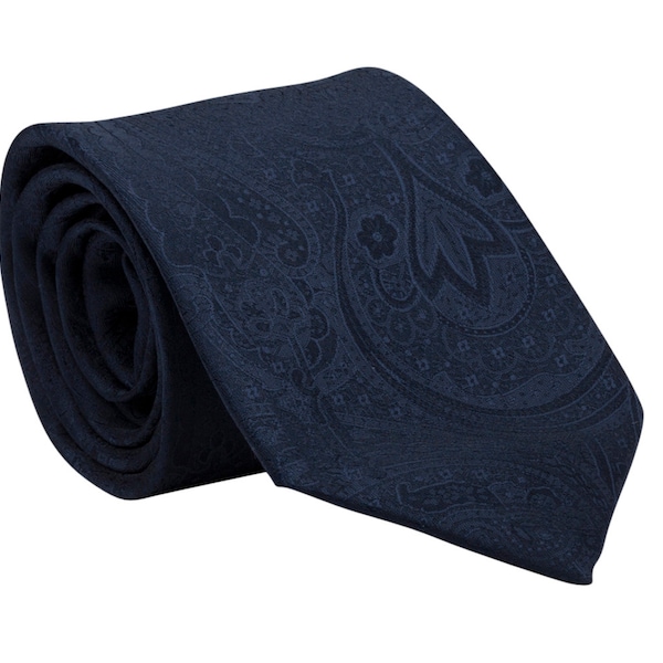 Boys Navy Blue or Burgundy Paisley Tie for Youth 45 inch